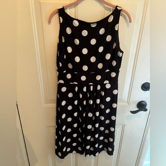 Chaps Black and White Polka Dot Dress size L - Picture 3 of 4